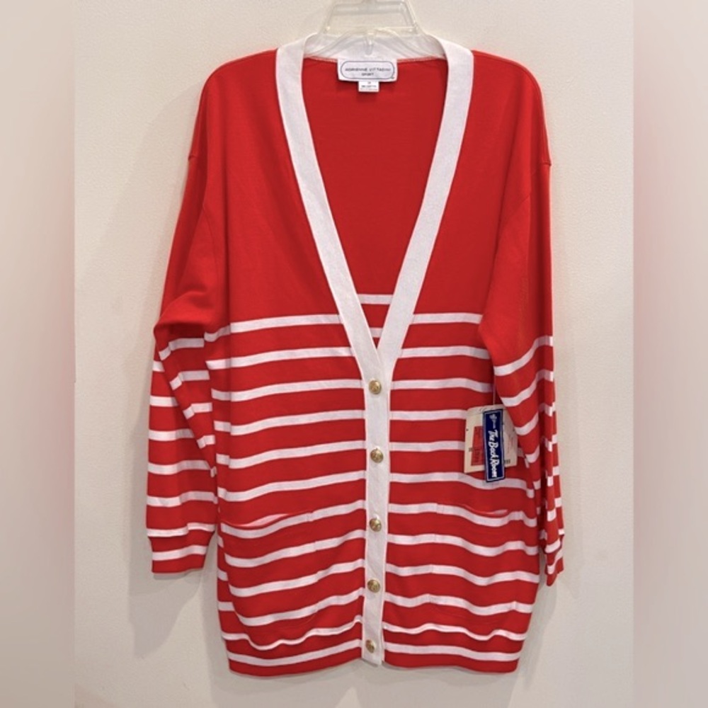 Vintage Adrienne Vittadini Red Stripe Nautical Cardigan